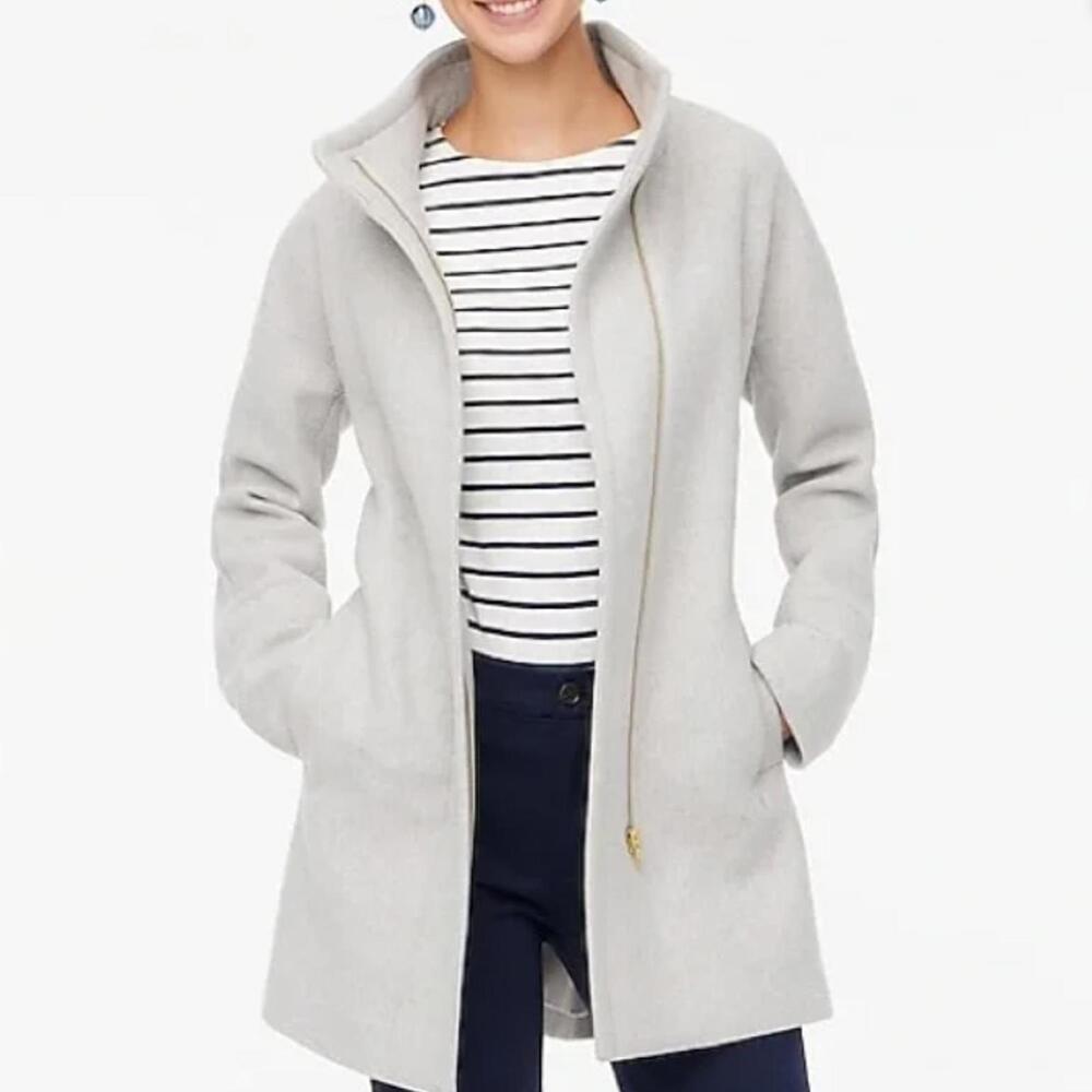 J. Crew Wool Blend Coat Light Heather Dusk gray Stadium size 4P Style AB946